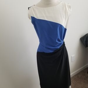Tahari colorblock dress with side buckle detail